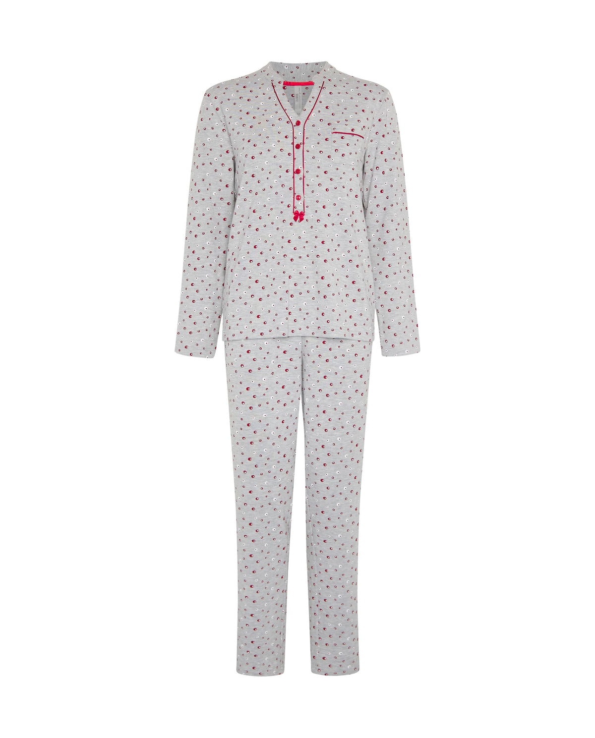 Pijama de invierno manga larga vigoré burdeos de topos