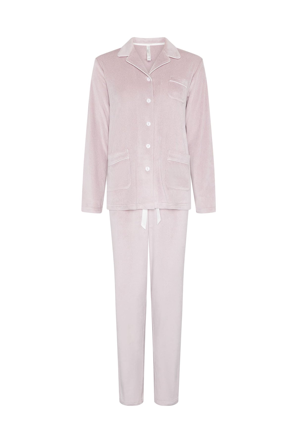 Pijama de invierno manga larga abierto vigoré malva cuello solapa