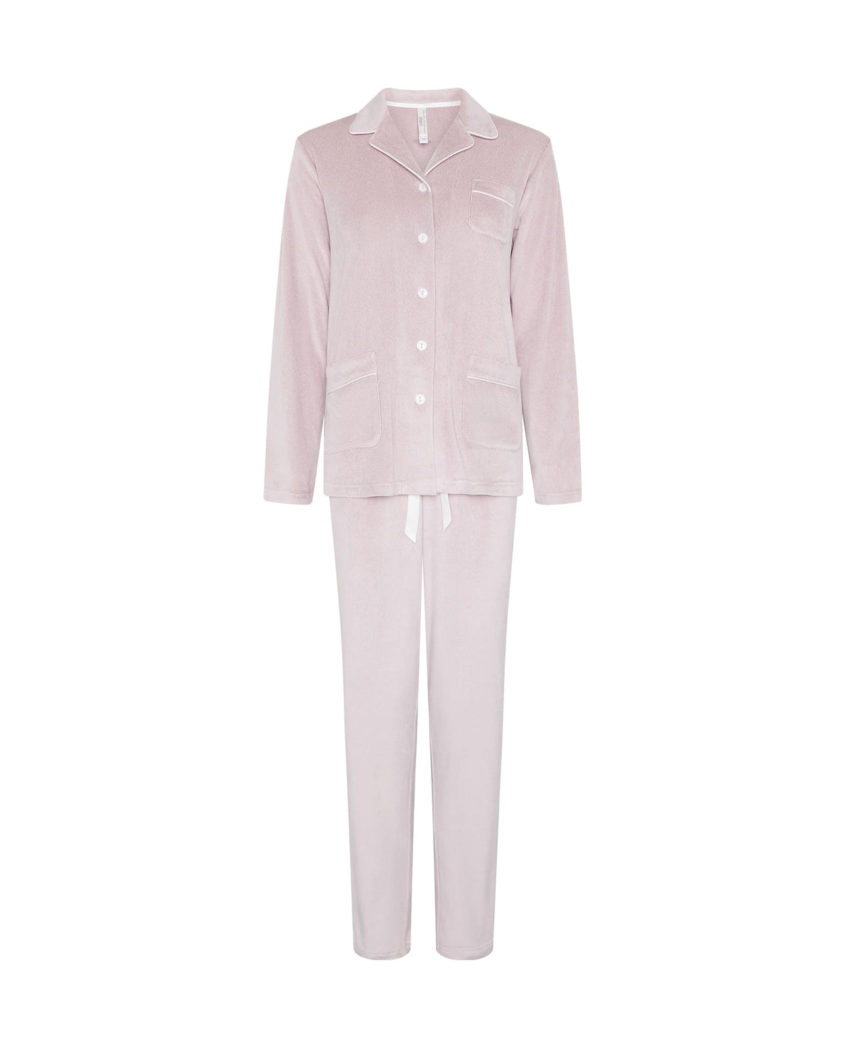 Pijama de invierno manga larga abierto vigoré malva cuello solapa