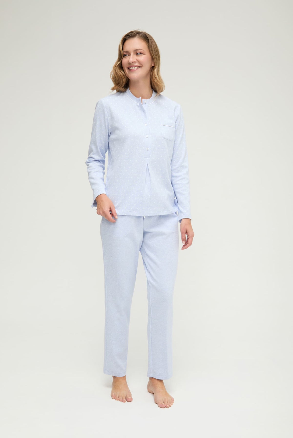 Pijama de invierno manga larga vigoré azul de corazones