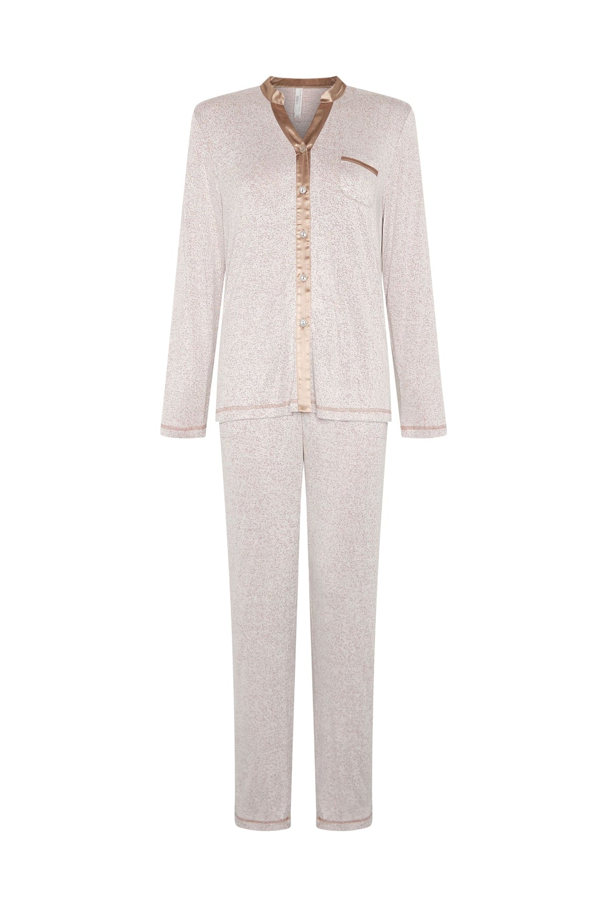 Pijama de invierno manga larga abierto vigoré marrón cuello redondo