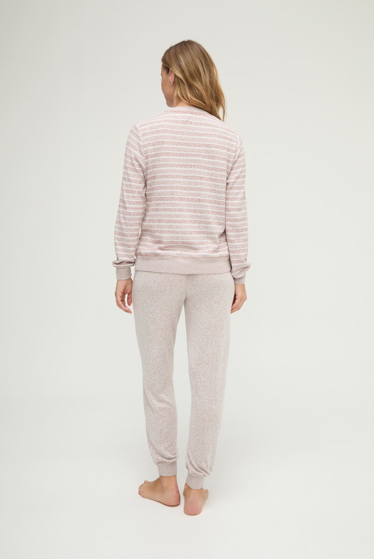 Pijama de invierno manga francesa vigoré marrón de rayas
