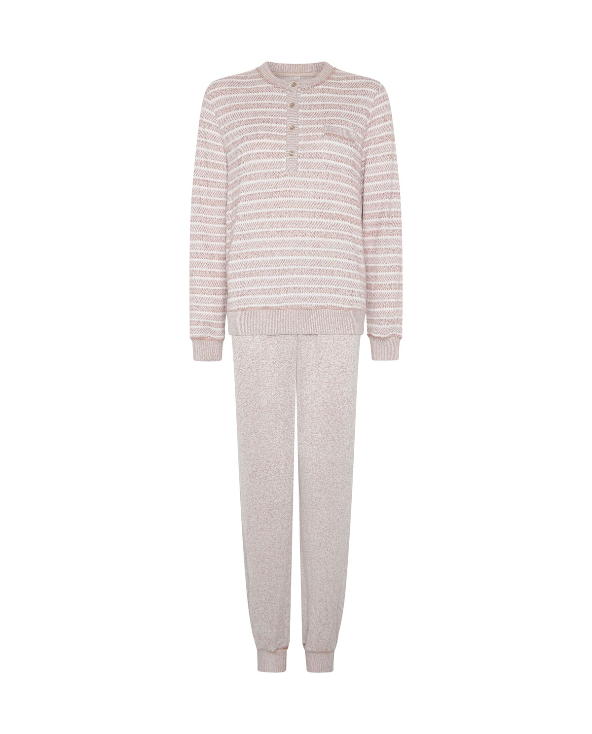 Pijama de invierno manga francesa vigoré marrón de rayas