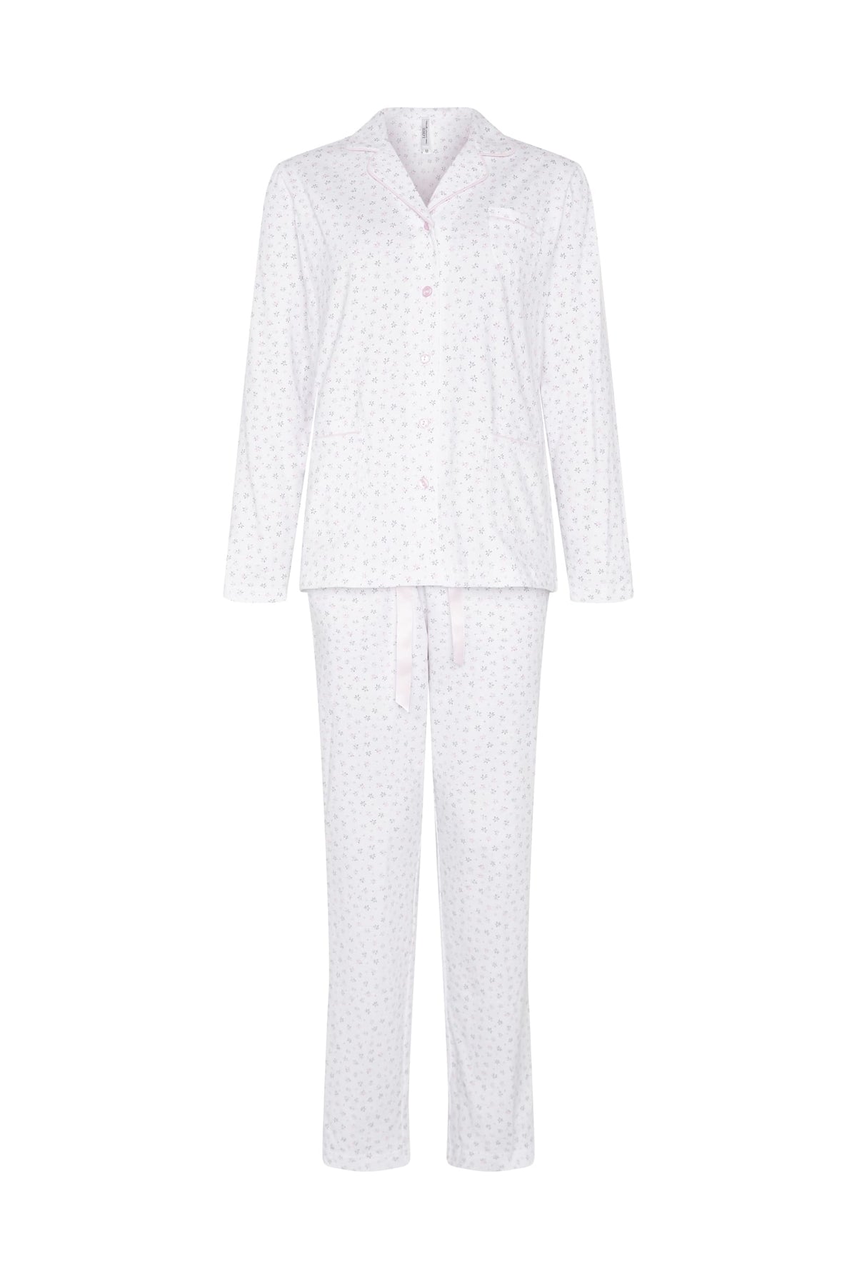 Pijama de invierno manga larga abierto rosa de florecitas