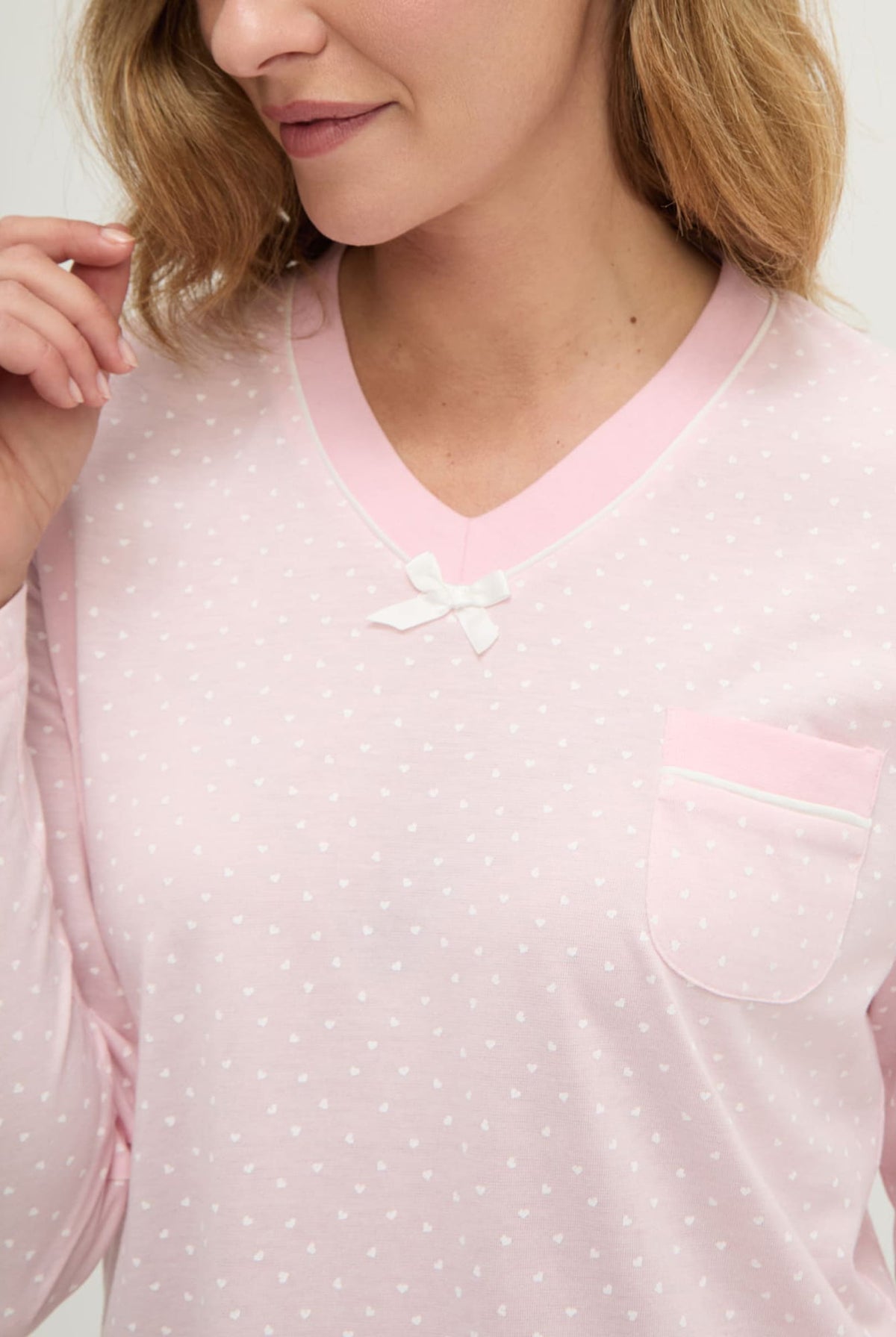 Pijama de invierno manga larga vigoré rosa de corazoncitos