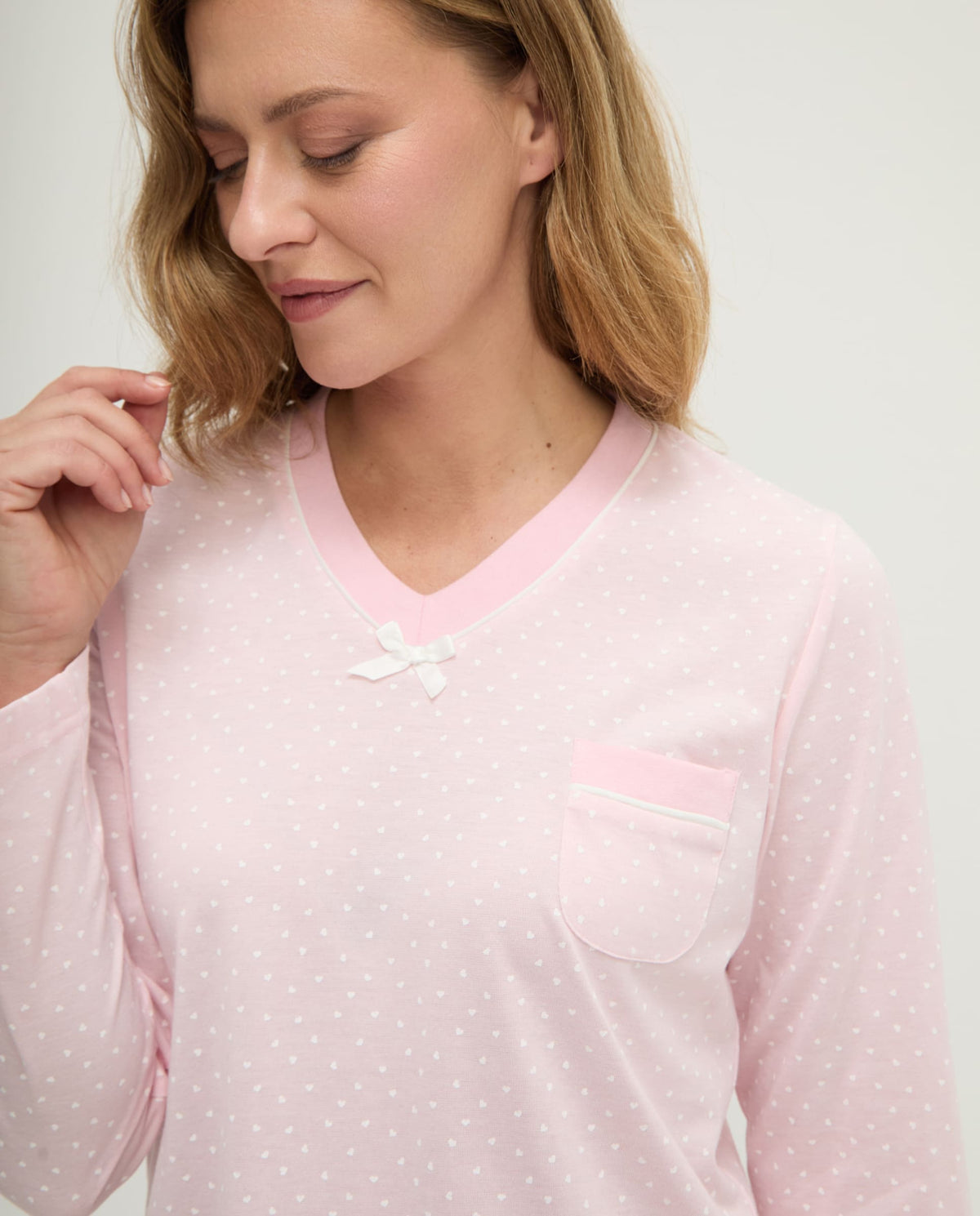 Pijama de invierno manga larga vigoré rosa de corazoncitos