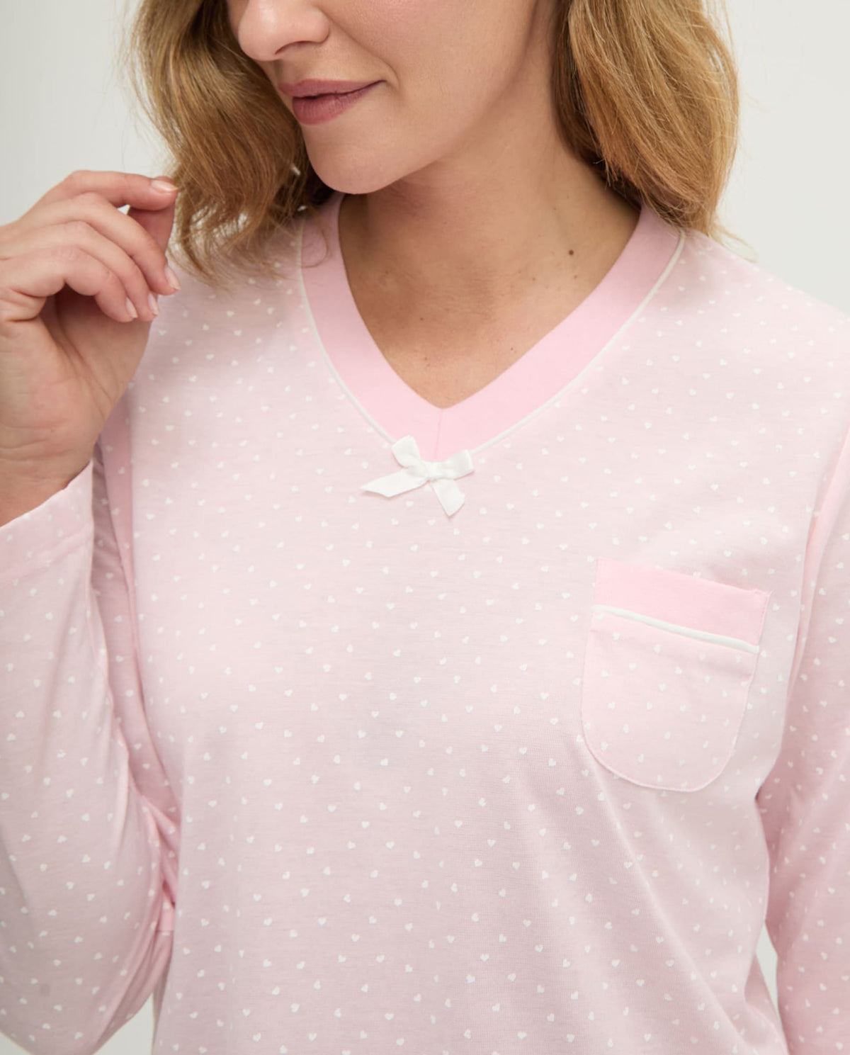 Pijama de invierno manga larga vigoré rosa de corazoncitos