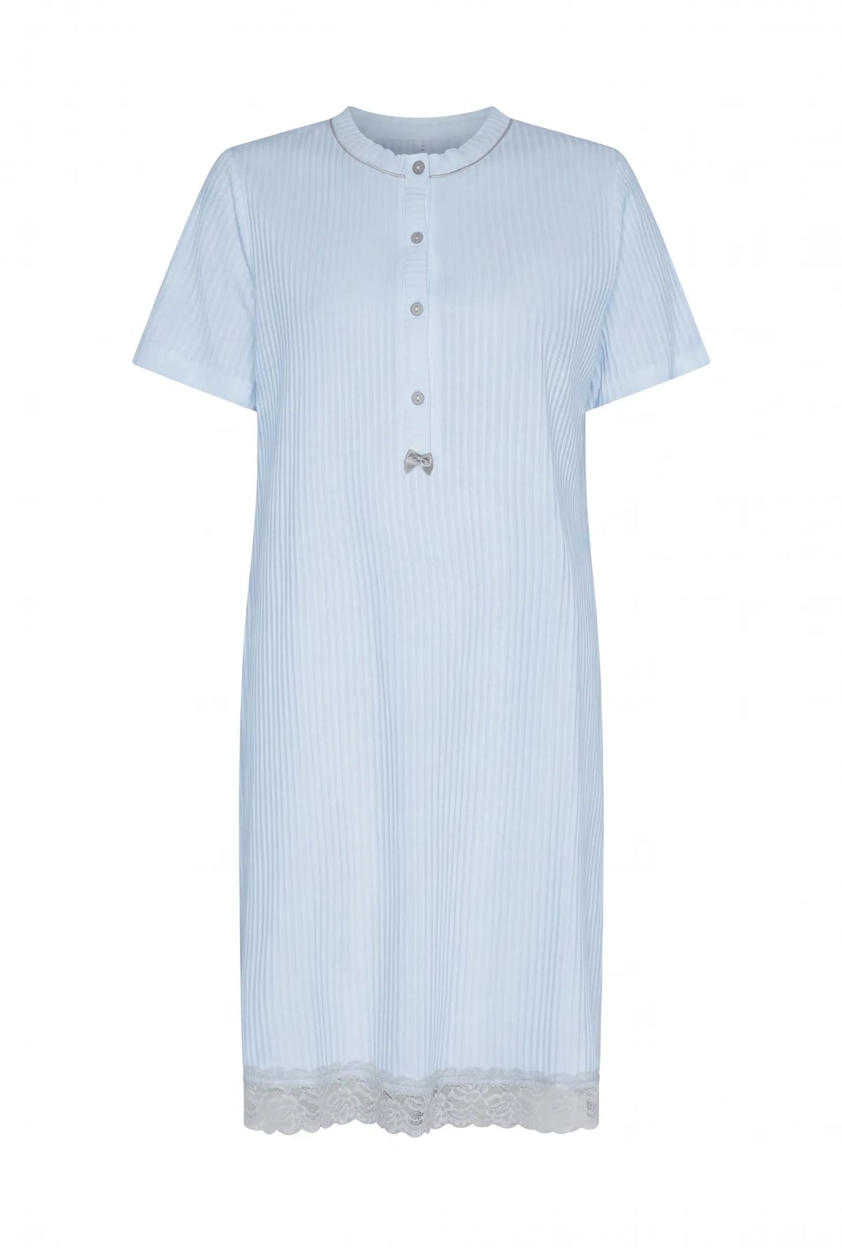 Camisón de invierno manga corta lencero marfil con puntilla