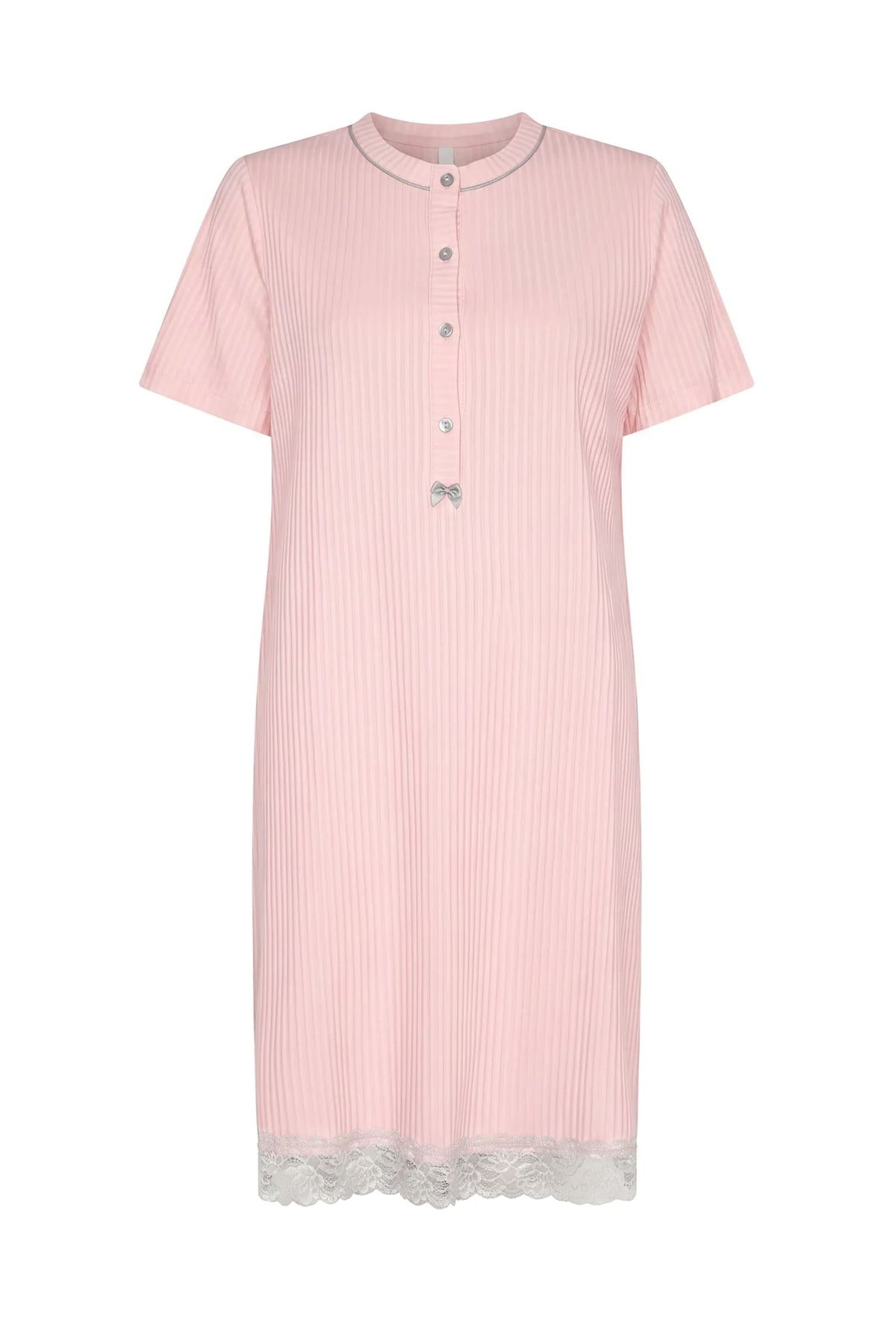 Camisón de invierno manga corta lencero marfil con puntilla