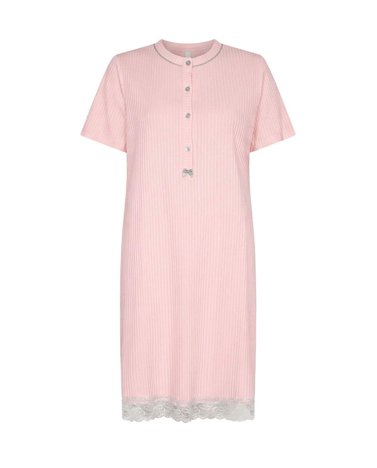 Camisón de invierno manga corta lencero marfil con puntilla