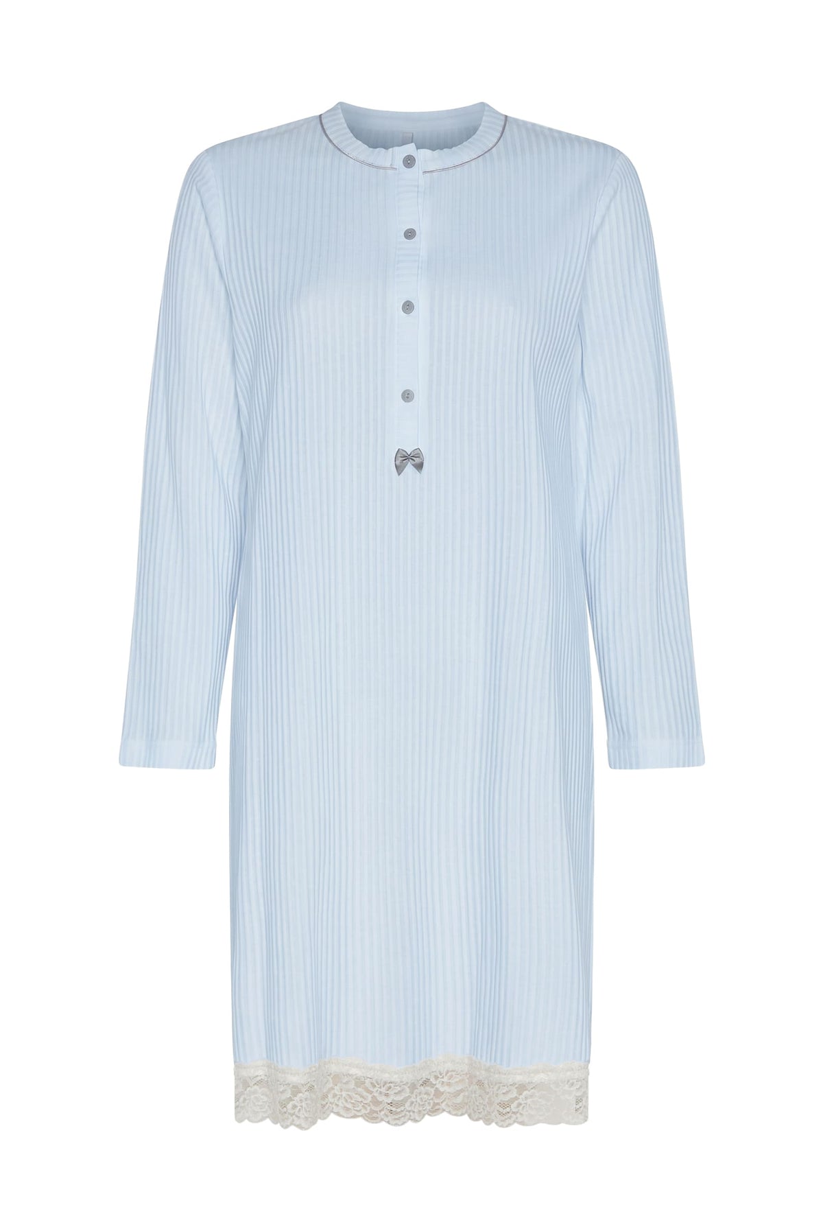 Camisón de invierno manga larga lencero marfil con puntilla