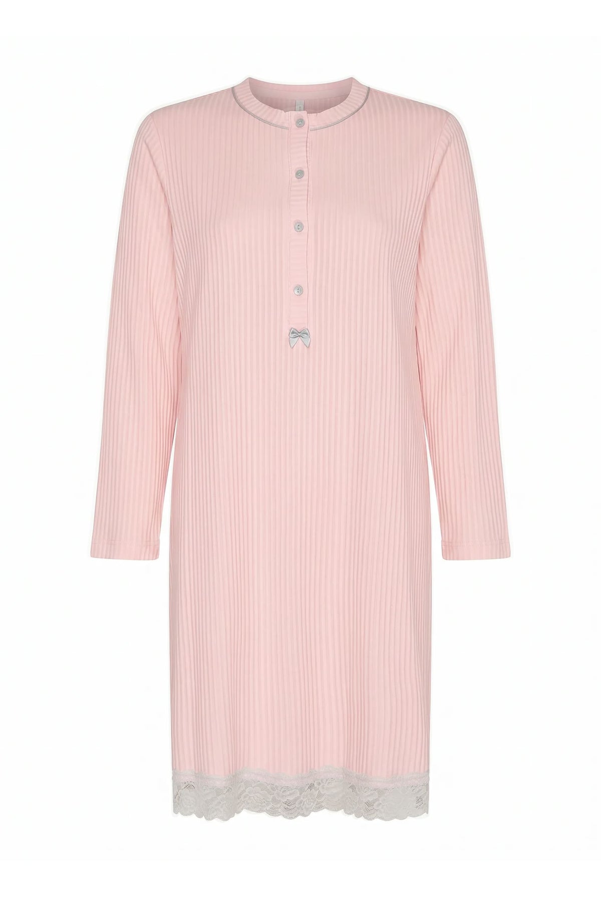 Camisón de invierno manga larga lencero marfil con puntilla
