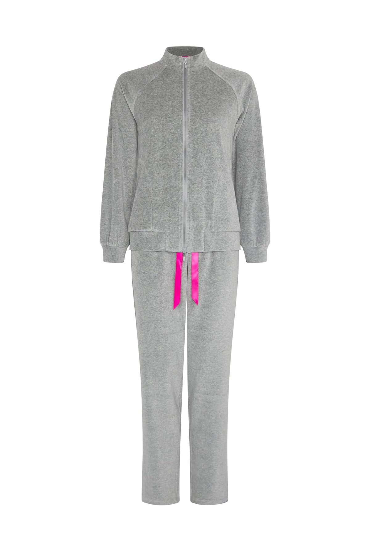 Pijama de invierno manga larga terciopelo gris con cremallera