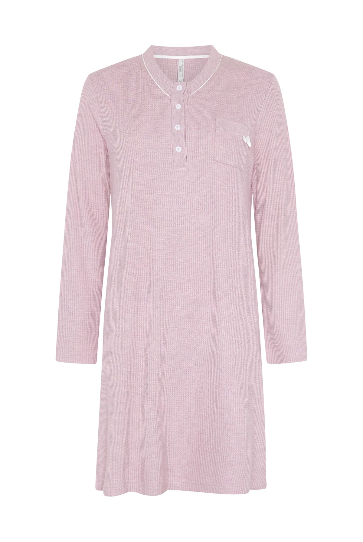 Camisón de invierno manga larga vigoré malva cuello pico de cuadritos