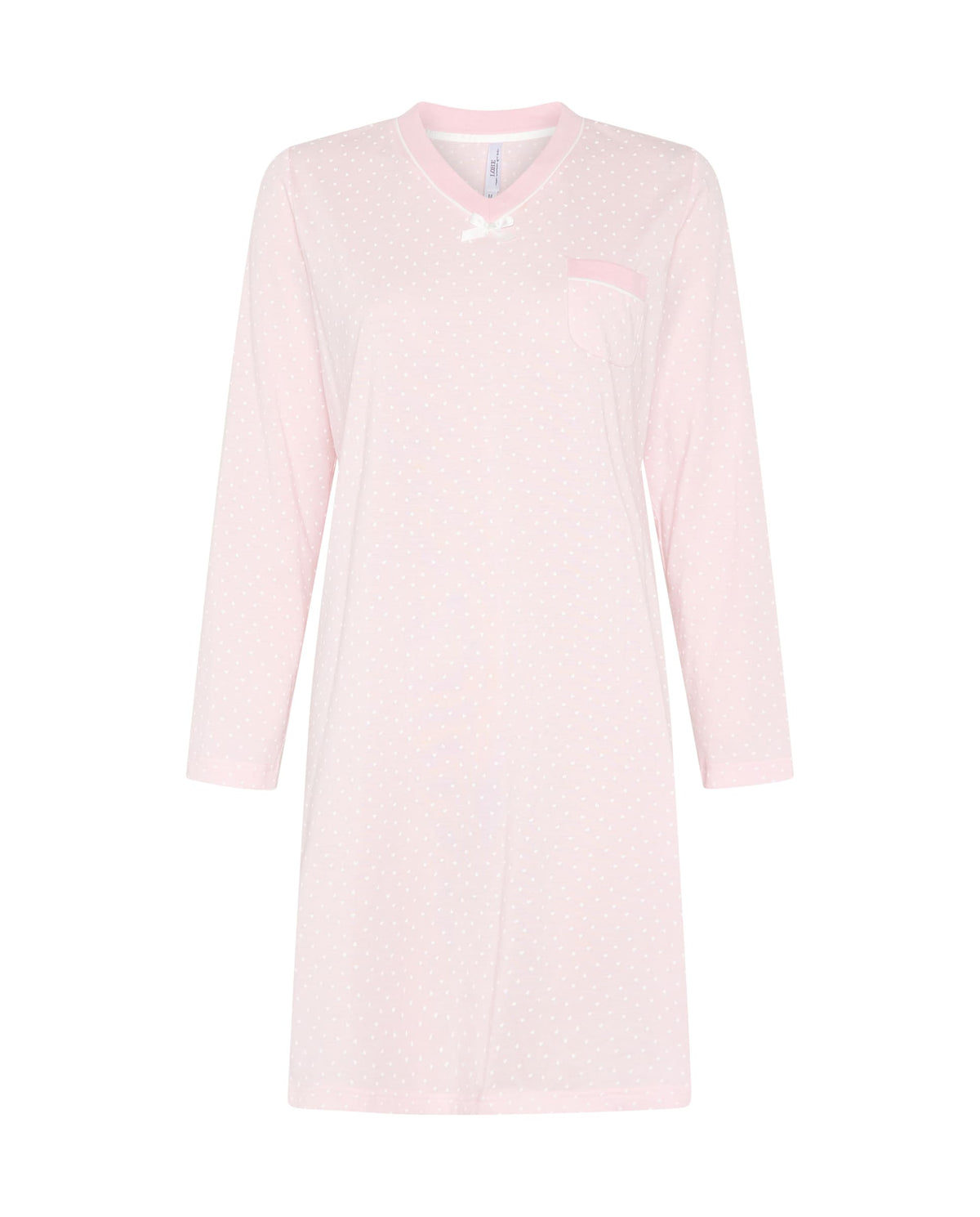 Camisón de invierno manga larga abierto rosa de corazoncitos