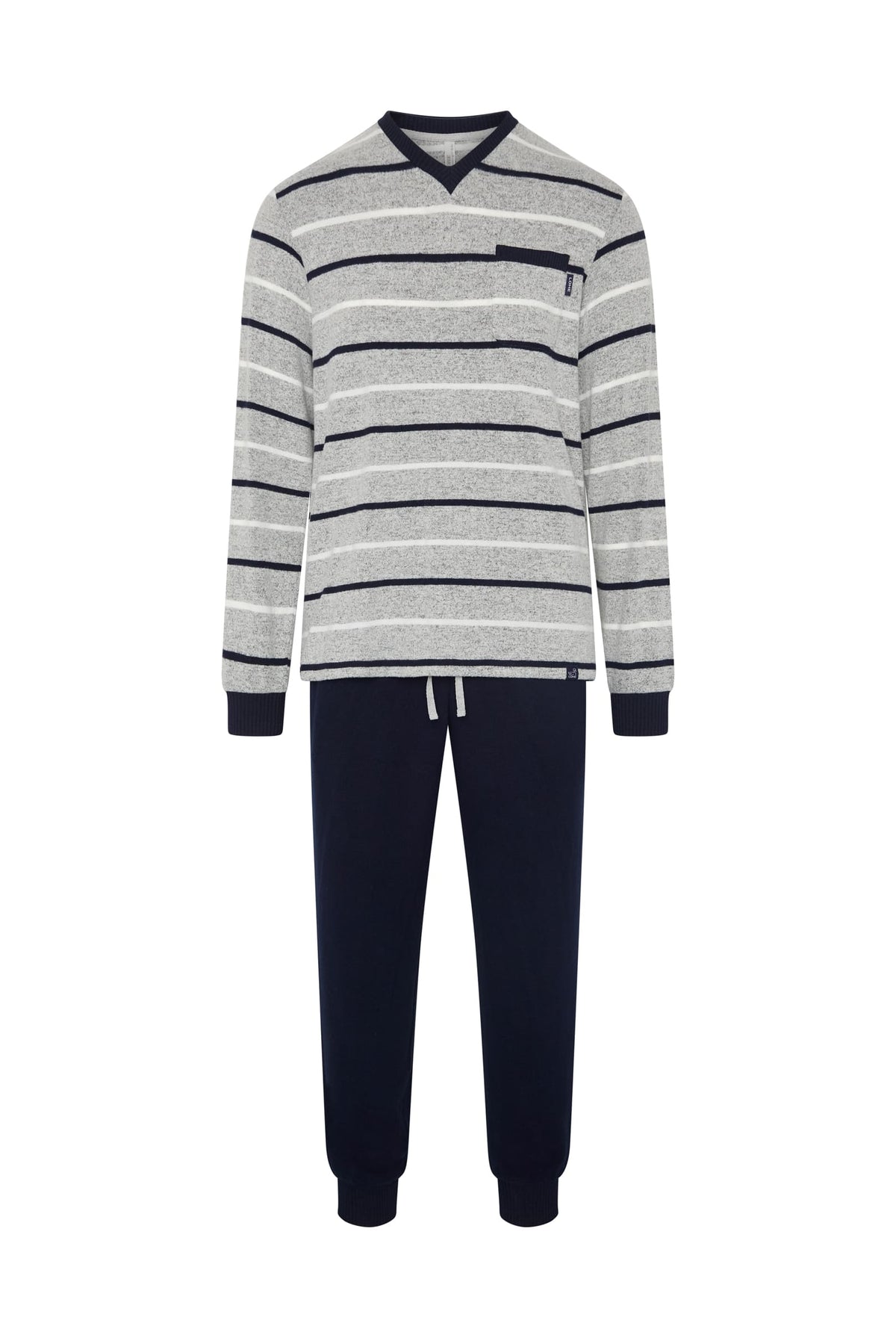 Pijama de hombre de invierno manga larga vigoré marino de rayas