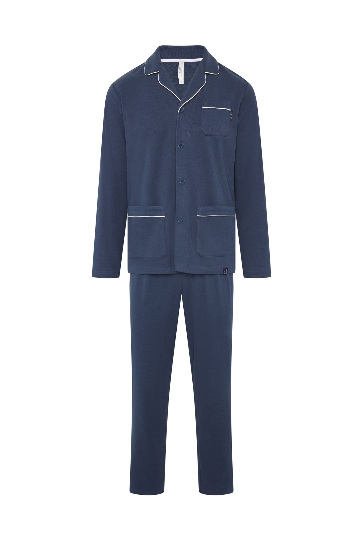 Pijama de hombre de invierno manga larga abierto gris con vivo