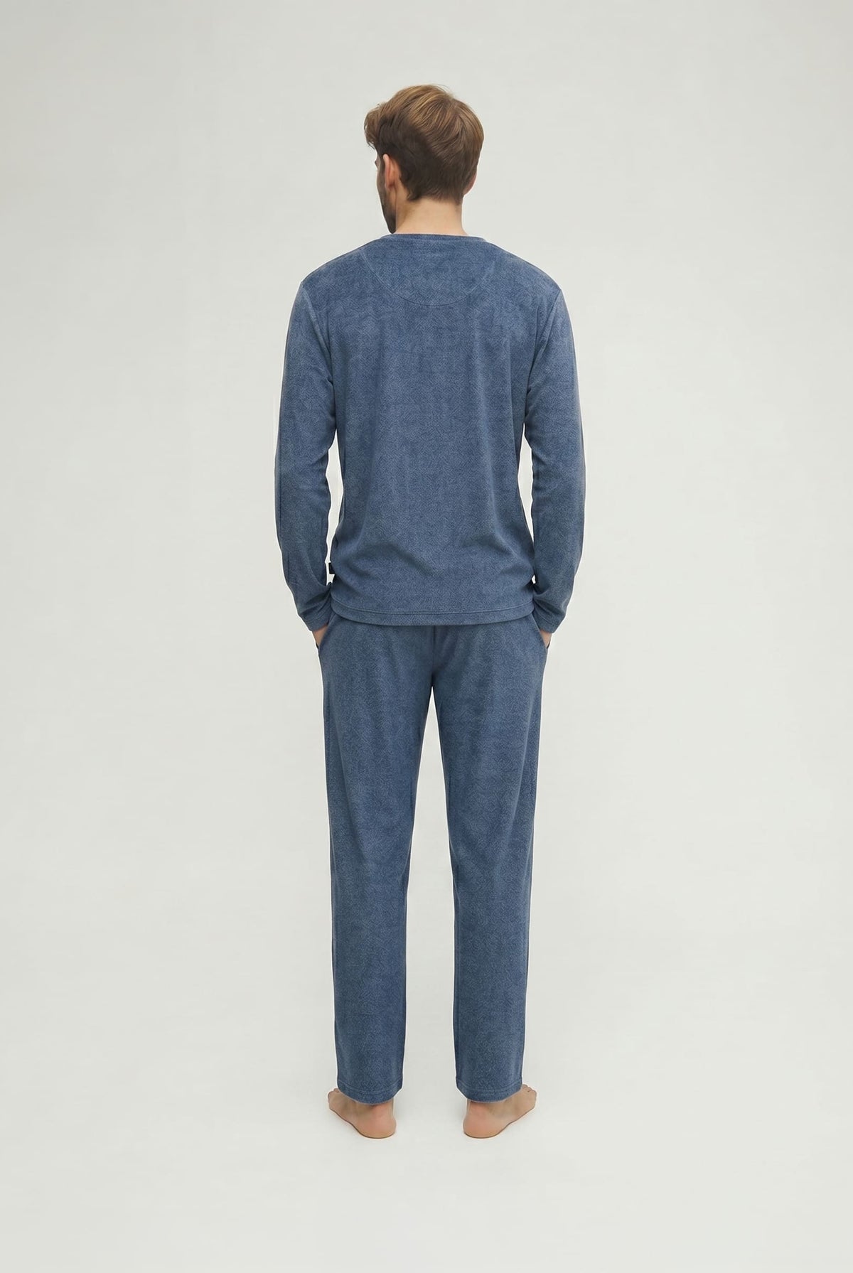 Pijama de hombre de invierno manga larga vigoré gris cuello pico