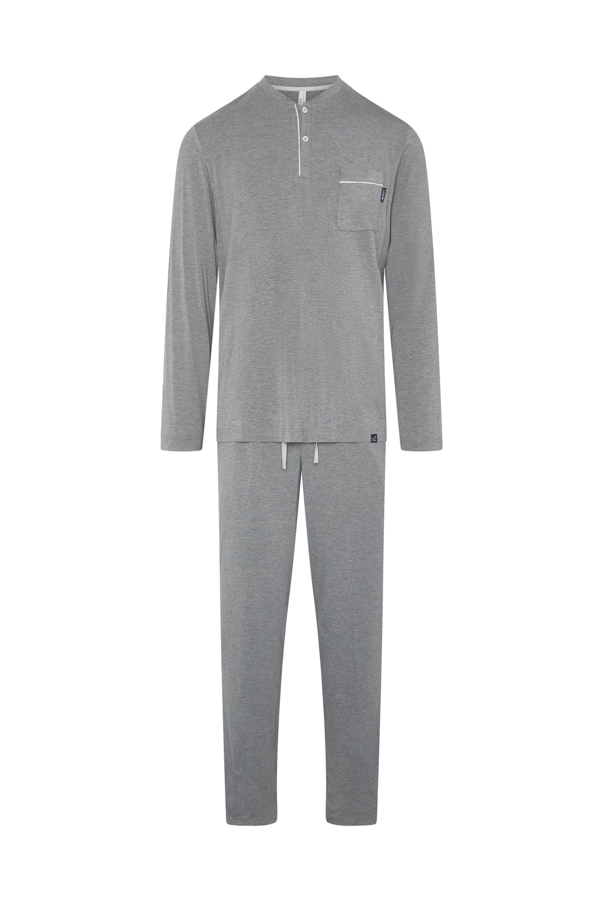 Pijama de hombre de invierno manga larga modal marino con botones