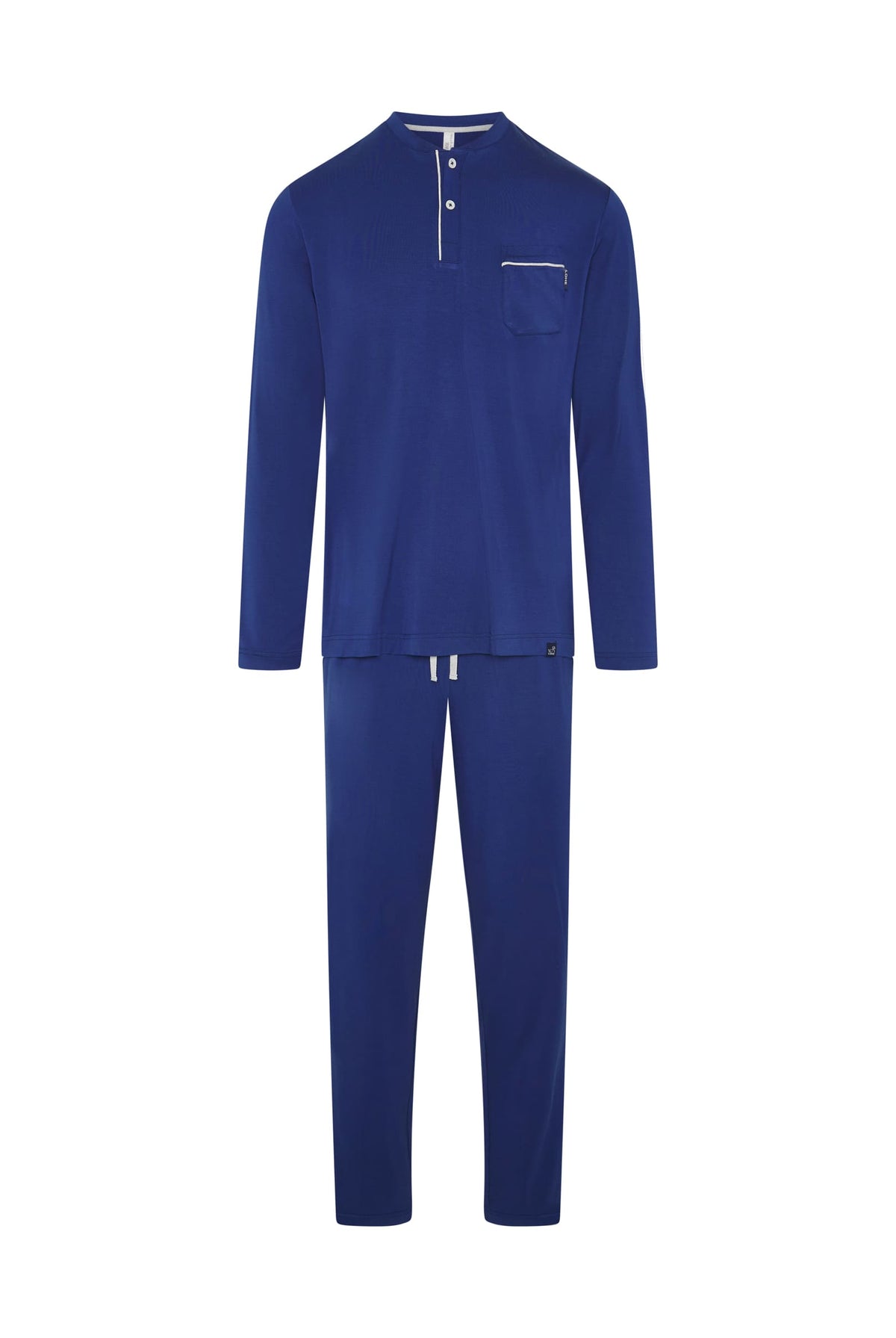 Pijama de hombre de invierno manga larga modal marino con botones