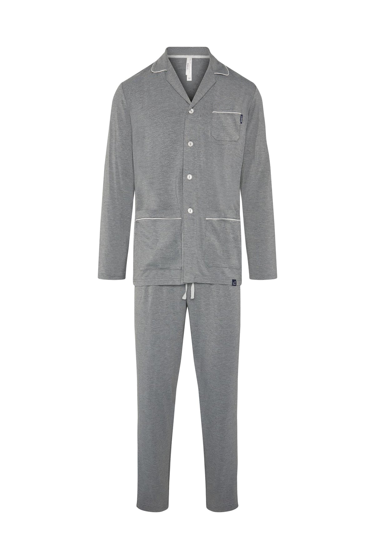 Pijama de hombre de invierno manga larga modal marino abierto