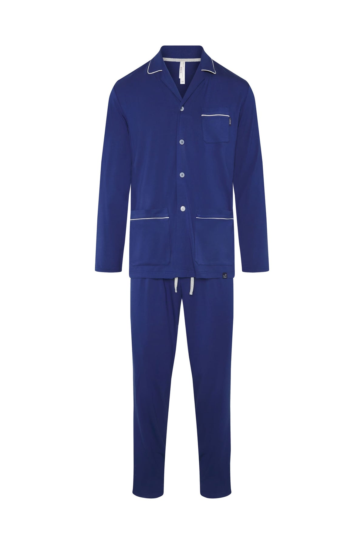 Pijama de hombre de invierno manga larga modal marino abierto