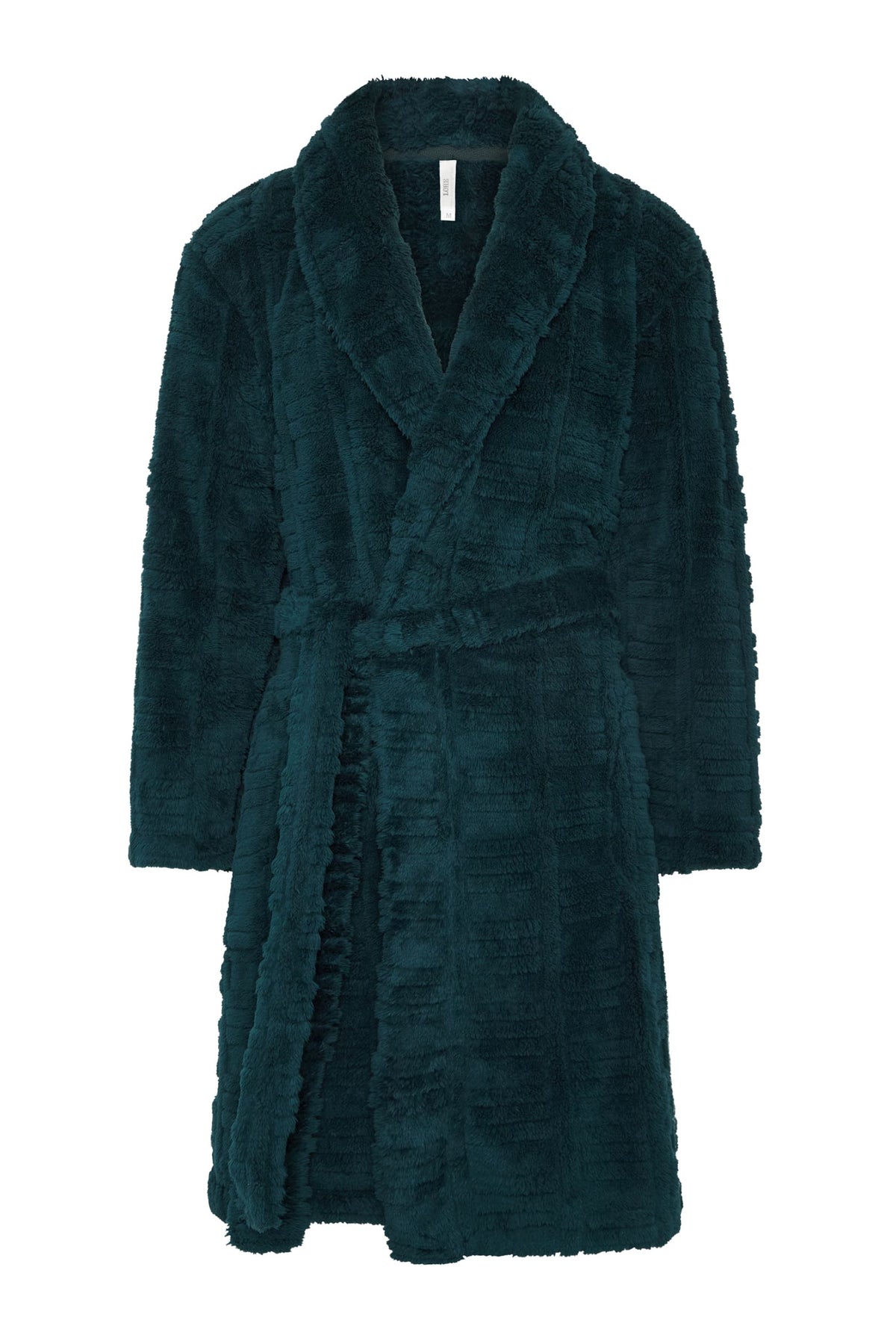 Bata de hombre de invierno jacquard verde con cinturón