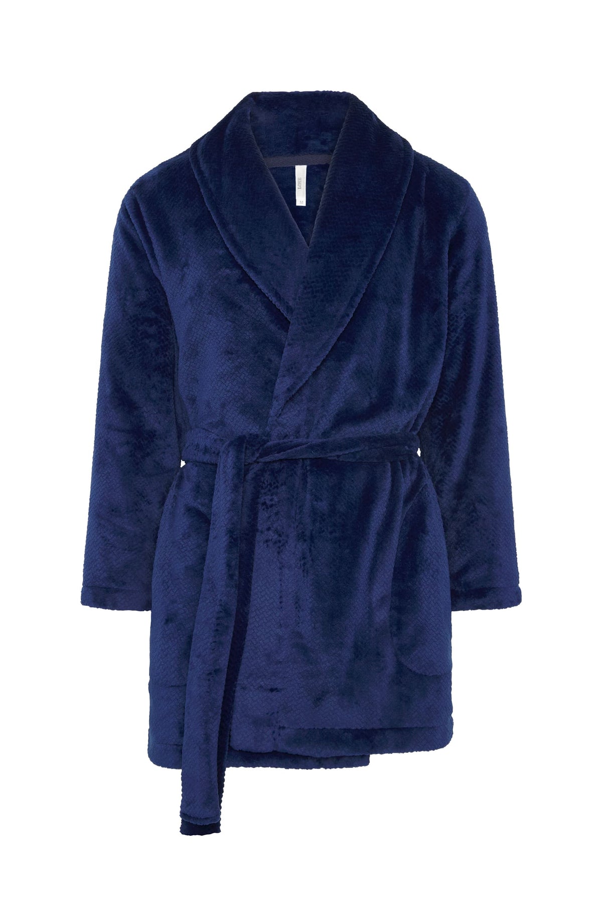 Bata corta de hombre de invierno jacquard azul con cinturón