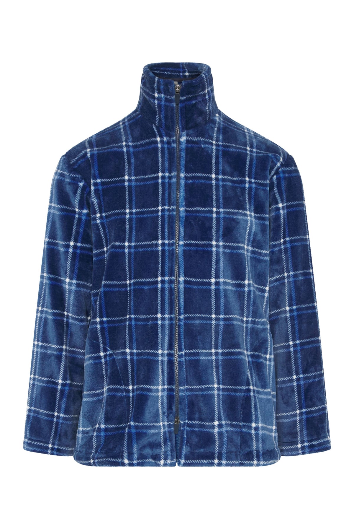 Bata corta de hombre de invierno azul de cuadros con cremallera