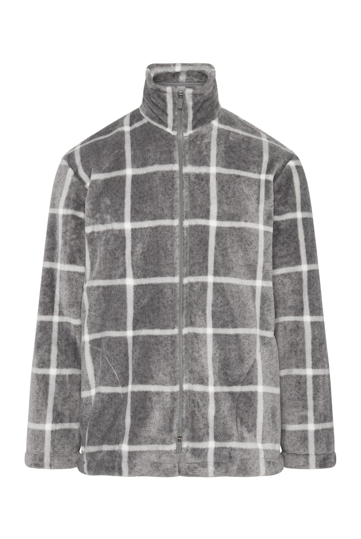 Bata corta de hombre de invierno gris de cuadros con cremallera