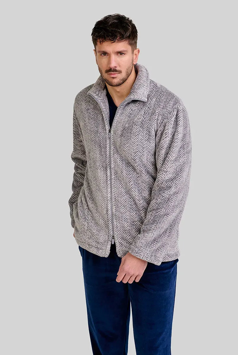 ✅ Bata corta de hombre con cremallera Espiga Gris | LOHE ®
