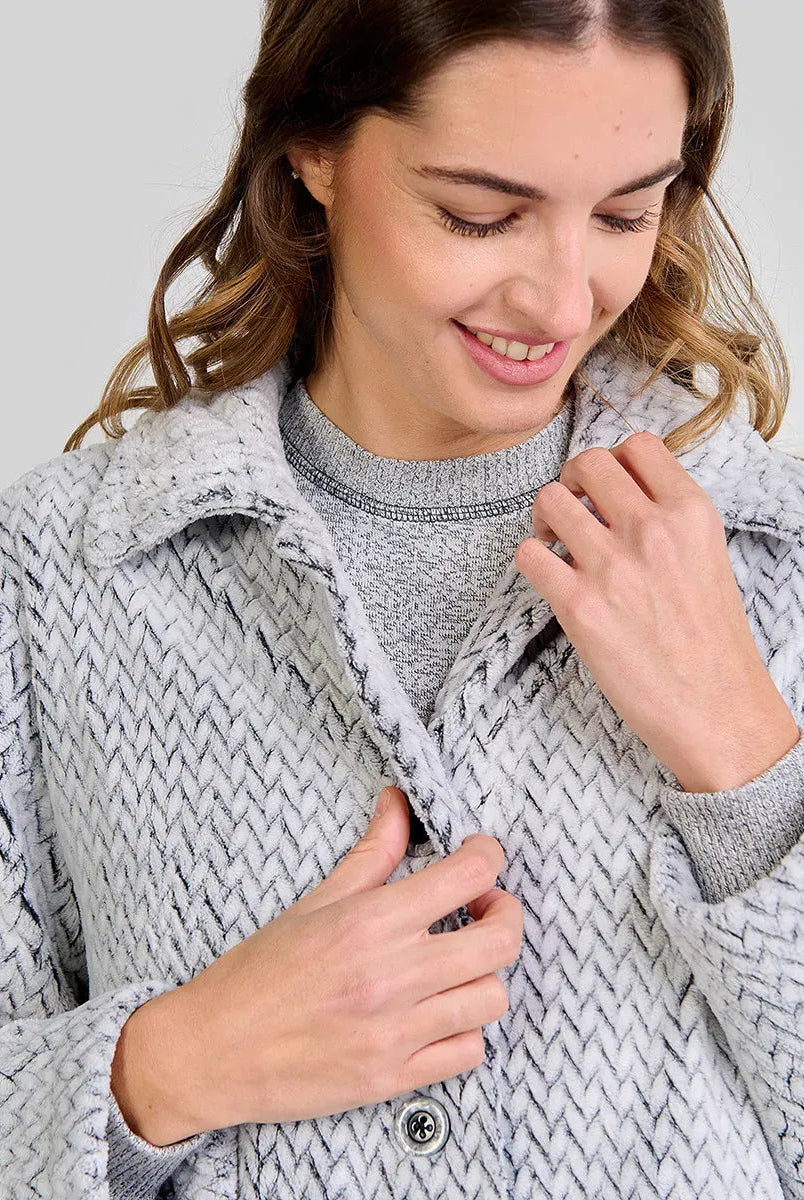 ✅ Bata corta mujer jacquard espiga gris | LOHE ®