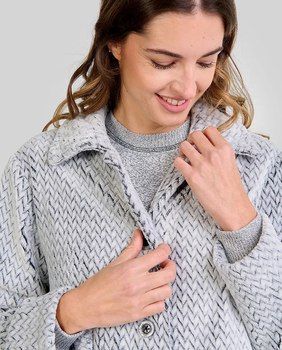 ✅ Bata corta mujer jacquard espiga gris | LOHE ®