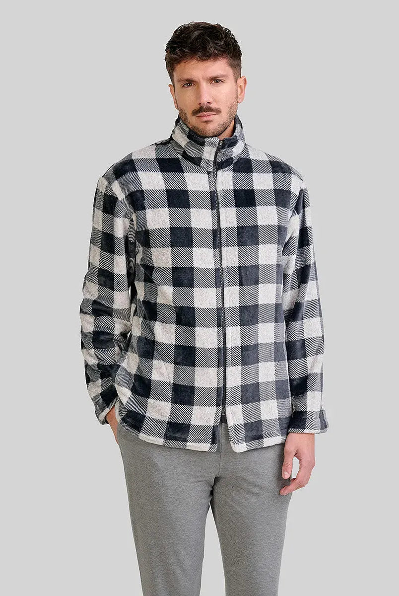 ✅ Bata hombre corta de cremallera a cuadros negros | LOHE ®