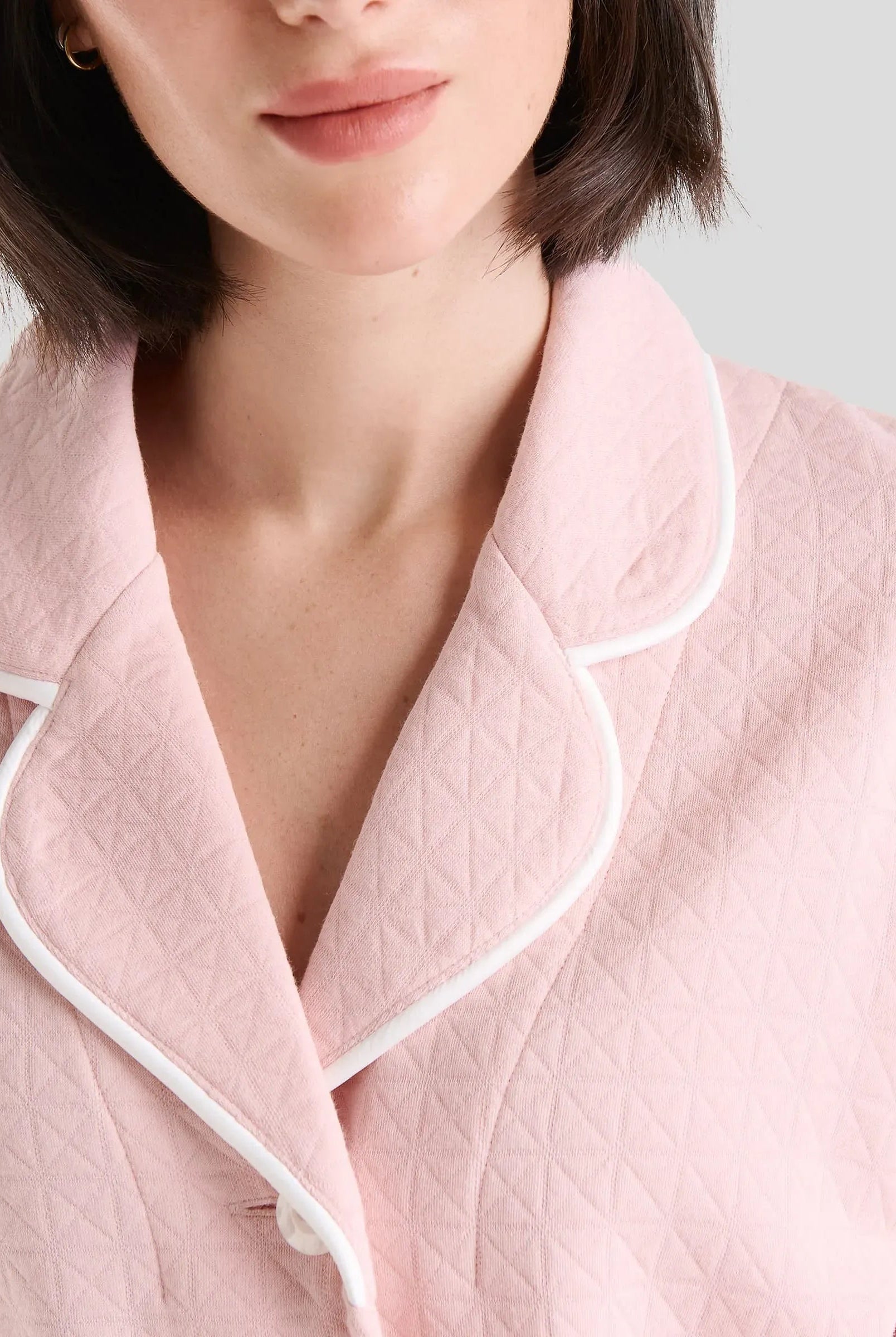 Bata lencera larga verano abotonada con vivo — Rosa