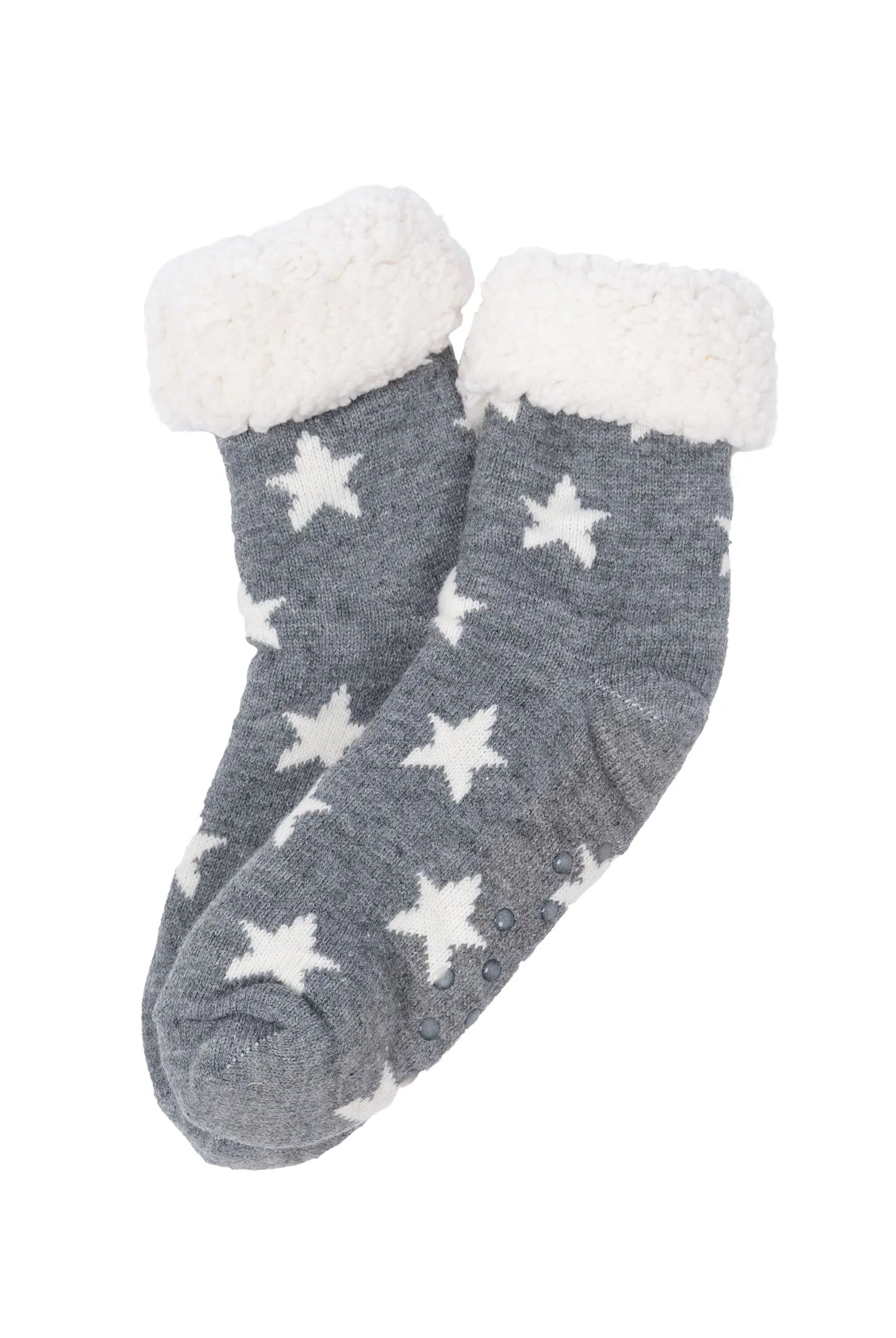 Calcetín de invierno gris estrellas
