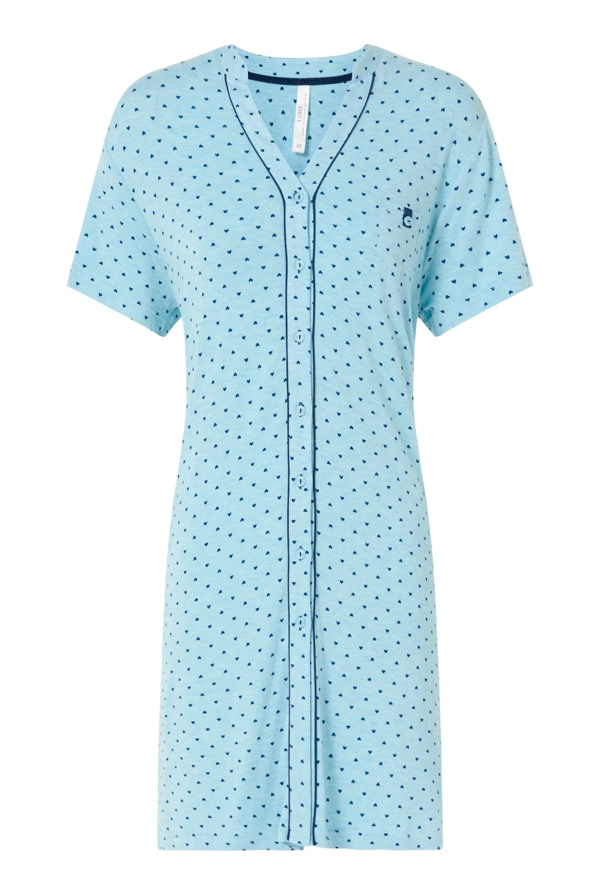 Camisón corto abierto de corazones — Turquesa
