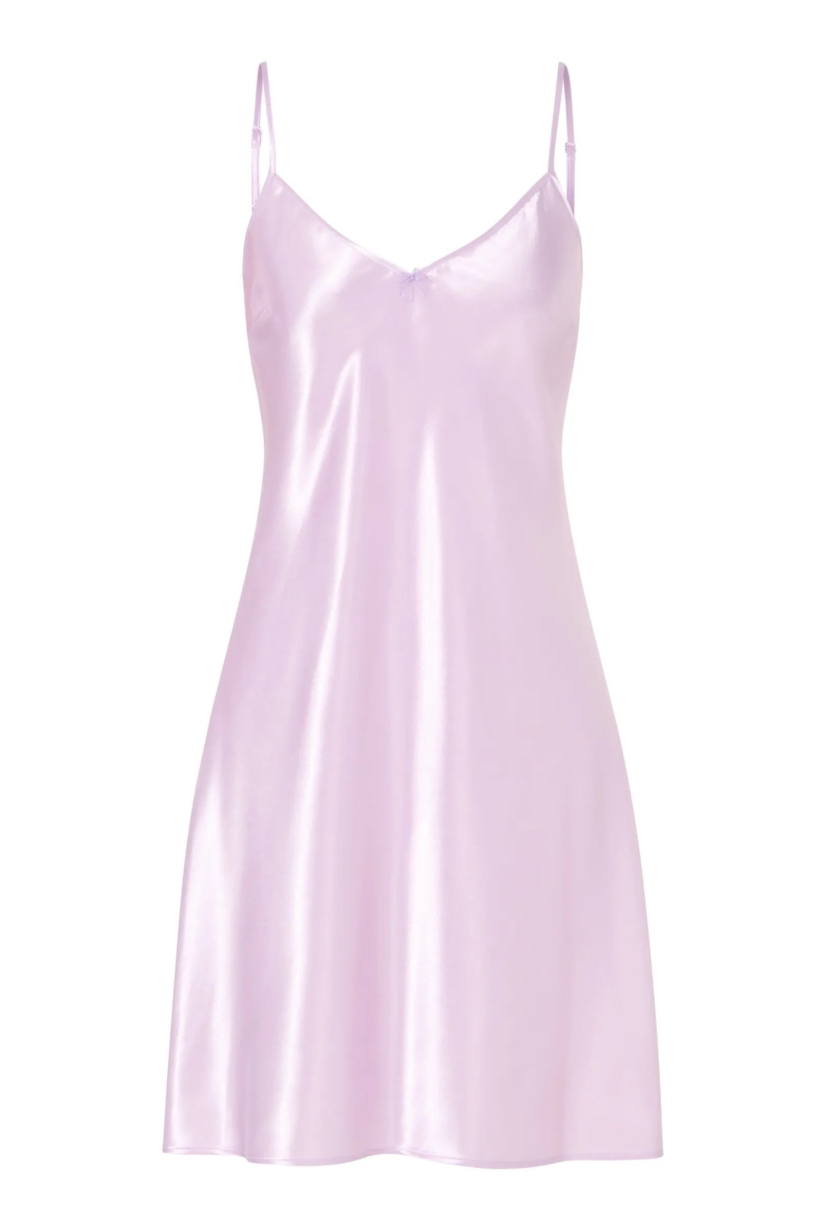 Camisón corto de tirante fino en raso — Lavanda