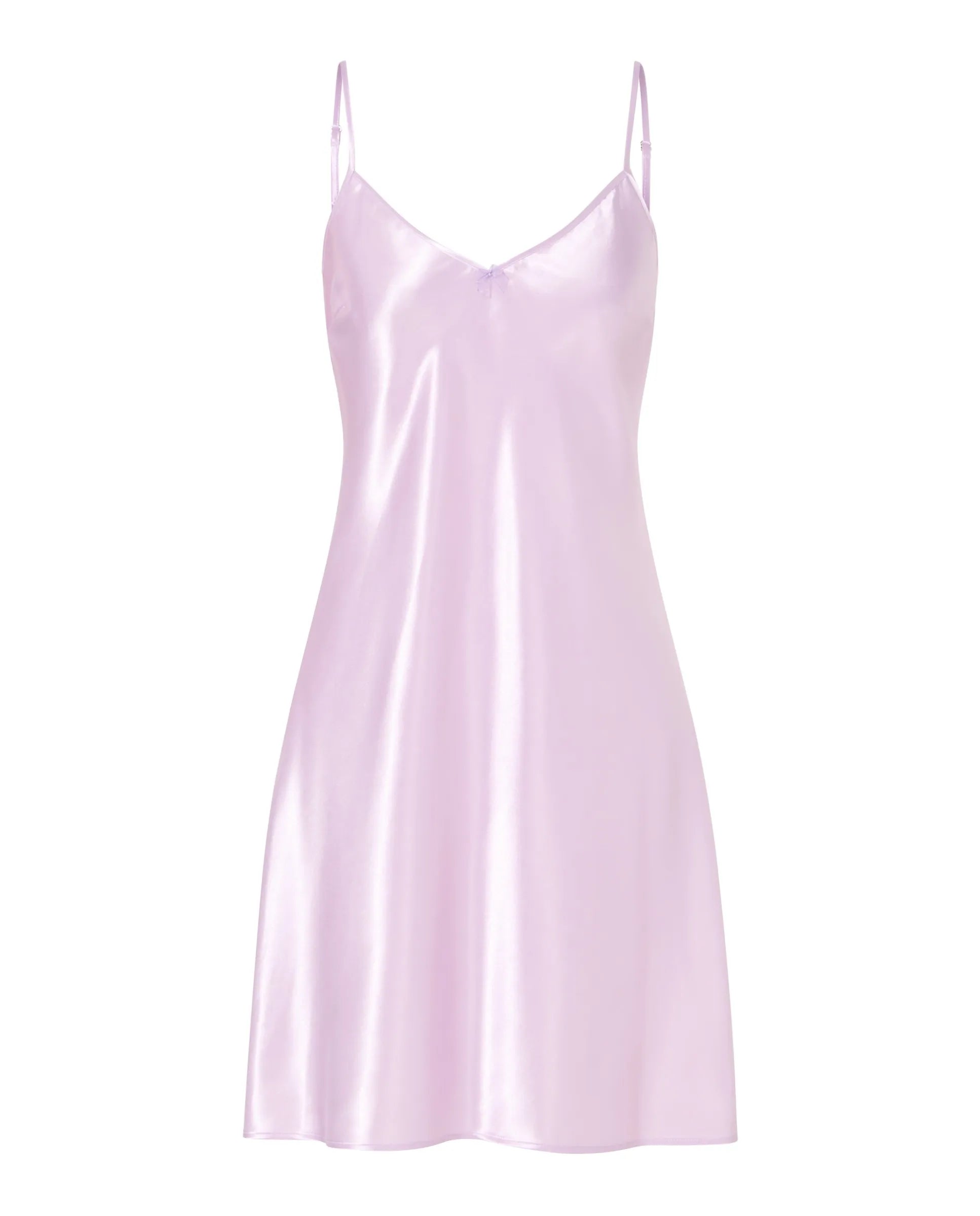 Camisón corto de tirante fino en raso — Lavanda