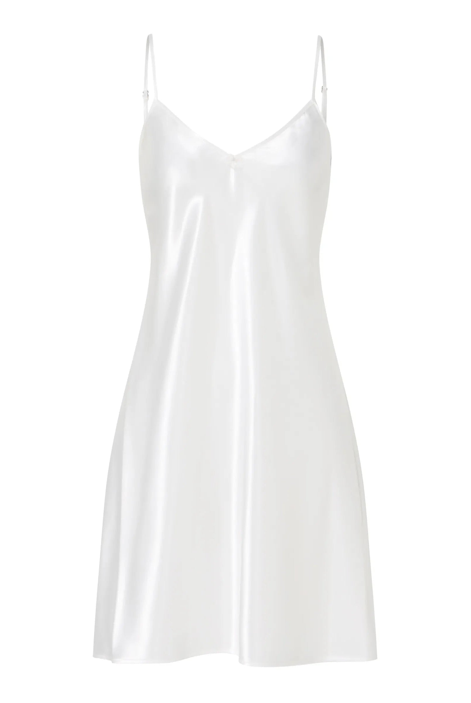 Camisón corto de tirante fino en raso — Marfil