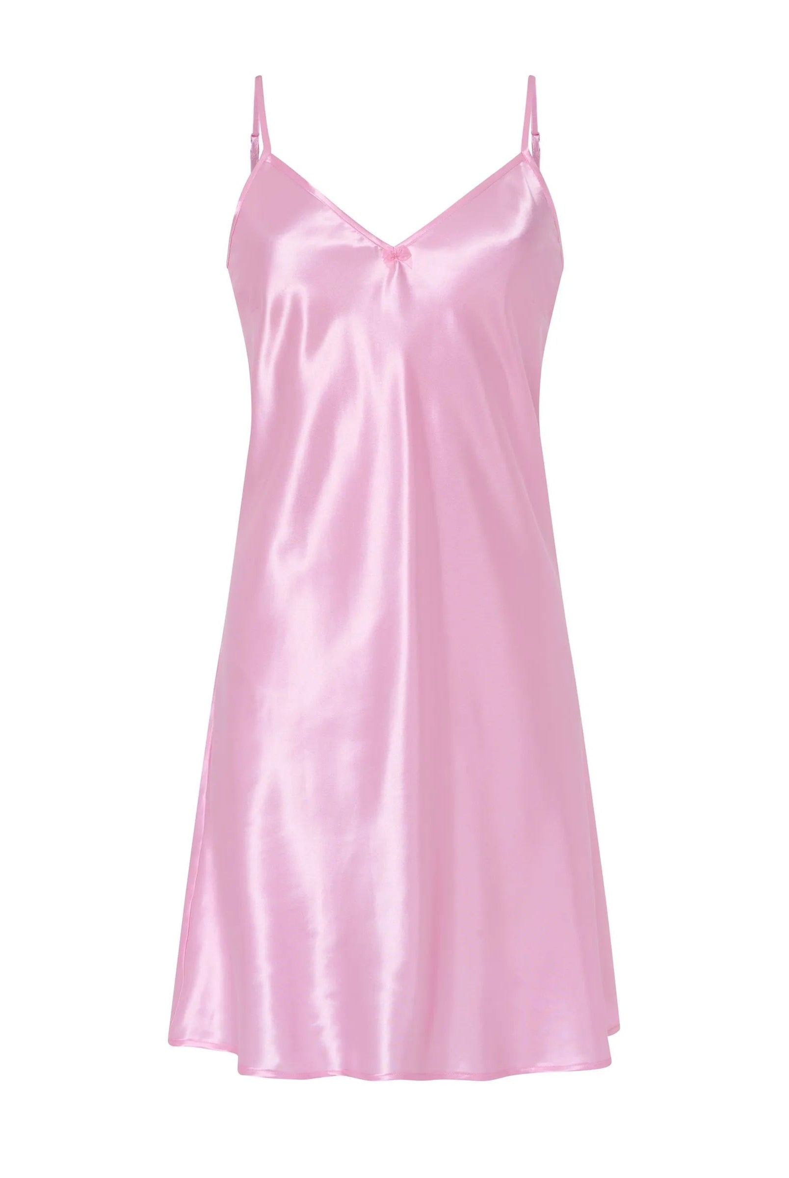 Camisón corto de raso tirantes — Rosa