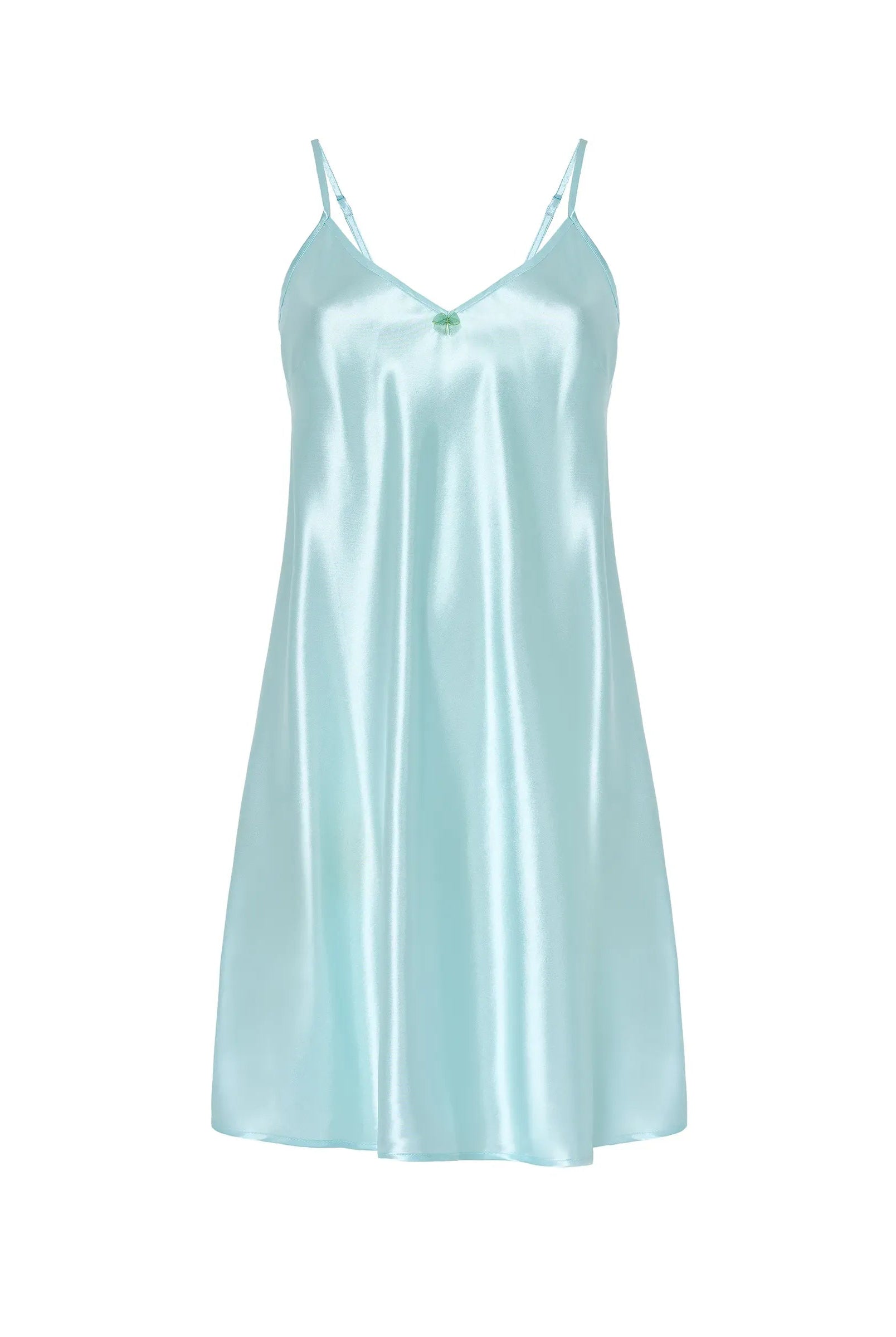 Camisón corto de raso tirantes — Verde