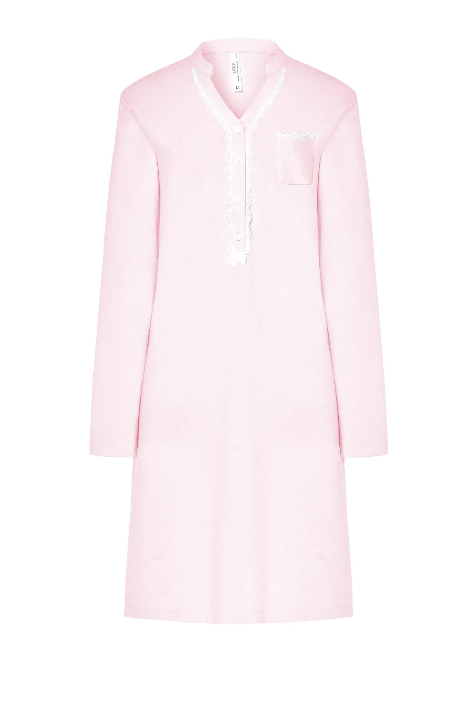 Camisón lencero manga larga cuello pata — Rosa