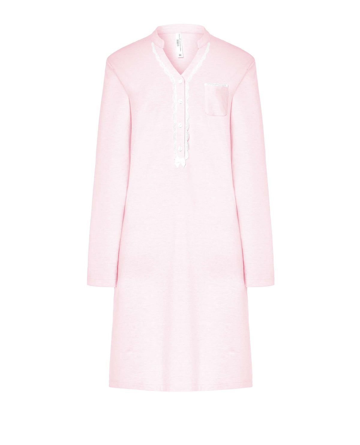 Camisón lencero manga larga cuello pata — Rosa
