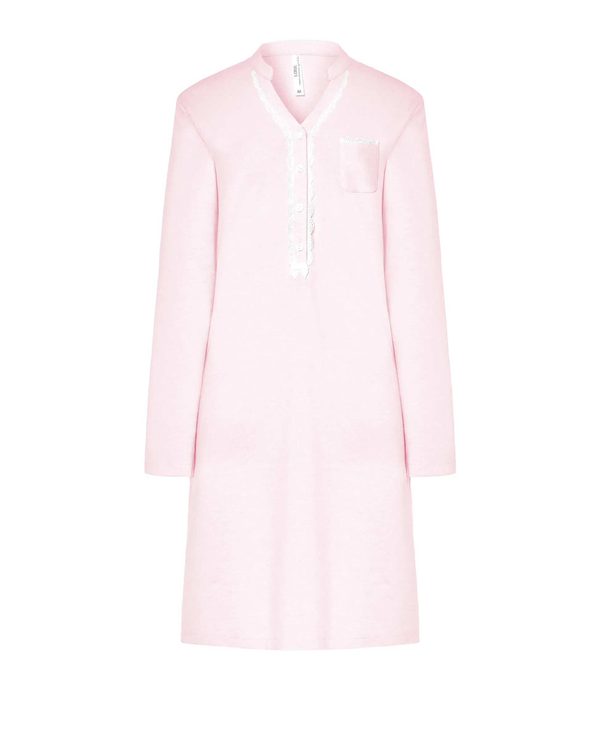 Camisón lencero manga larga cuello pata — Rosa