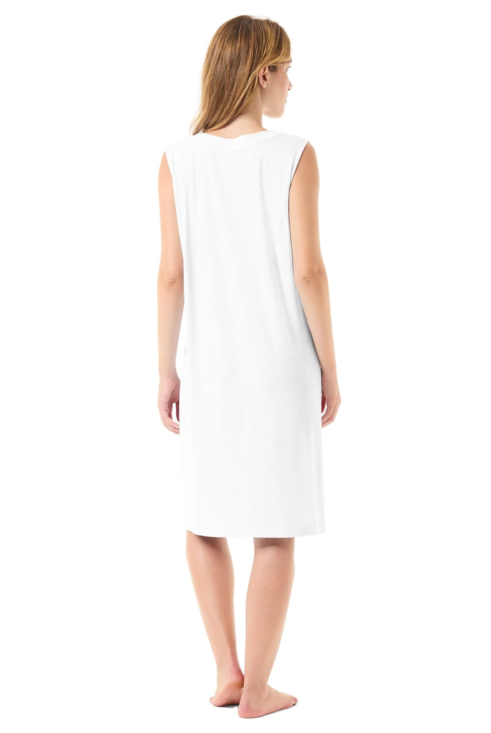 Camisón sin mangas de verano con puntilla — Marfil