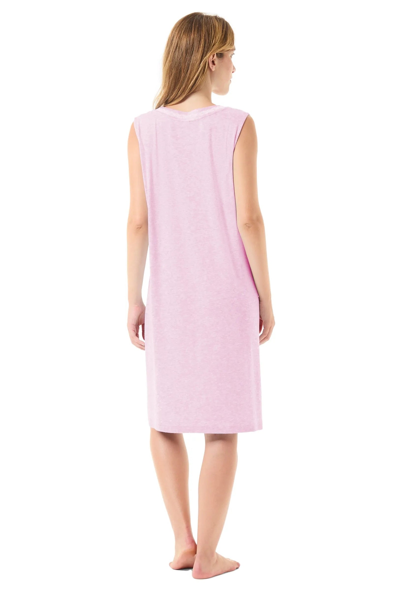Camisón sin mangas de verano con puntilla — Rosa