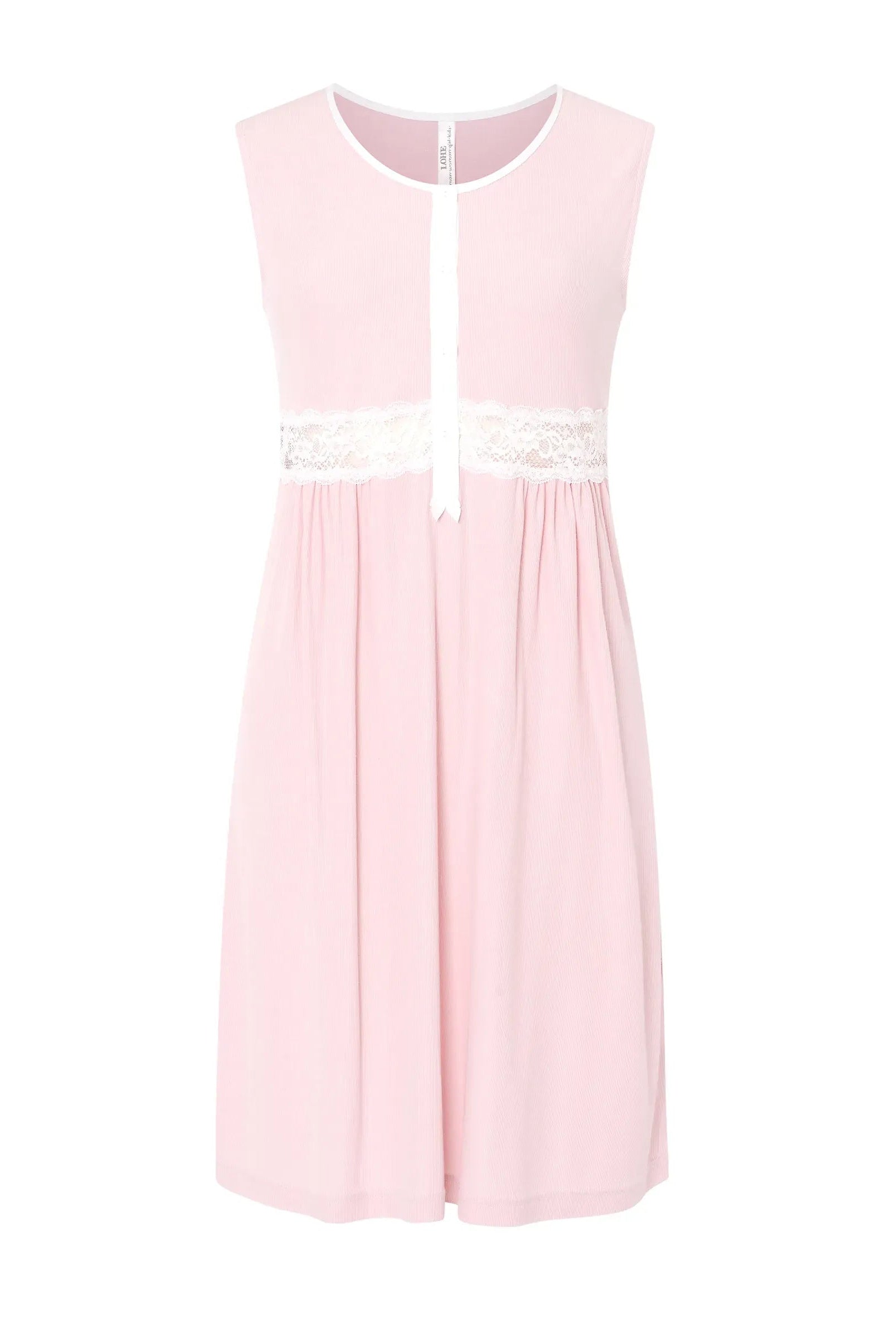 Camisón verano sin mangas canalé puntillla — Rosa