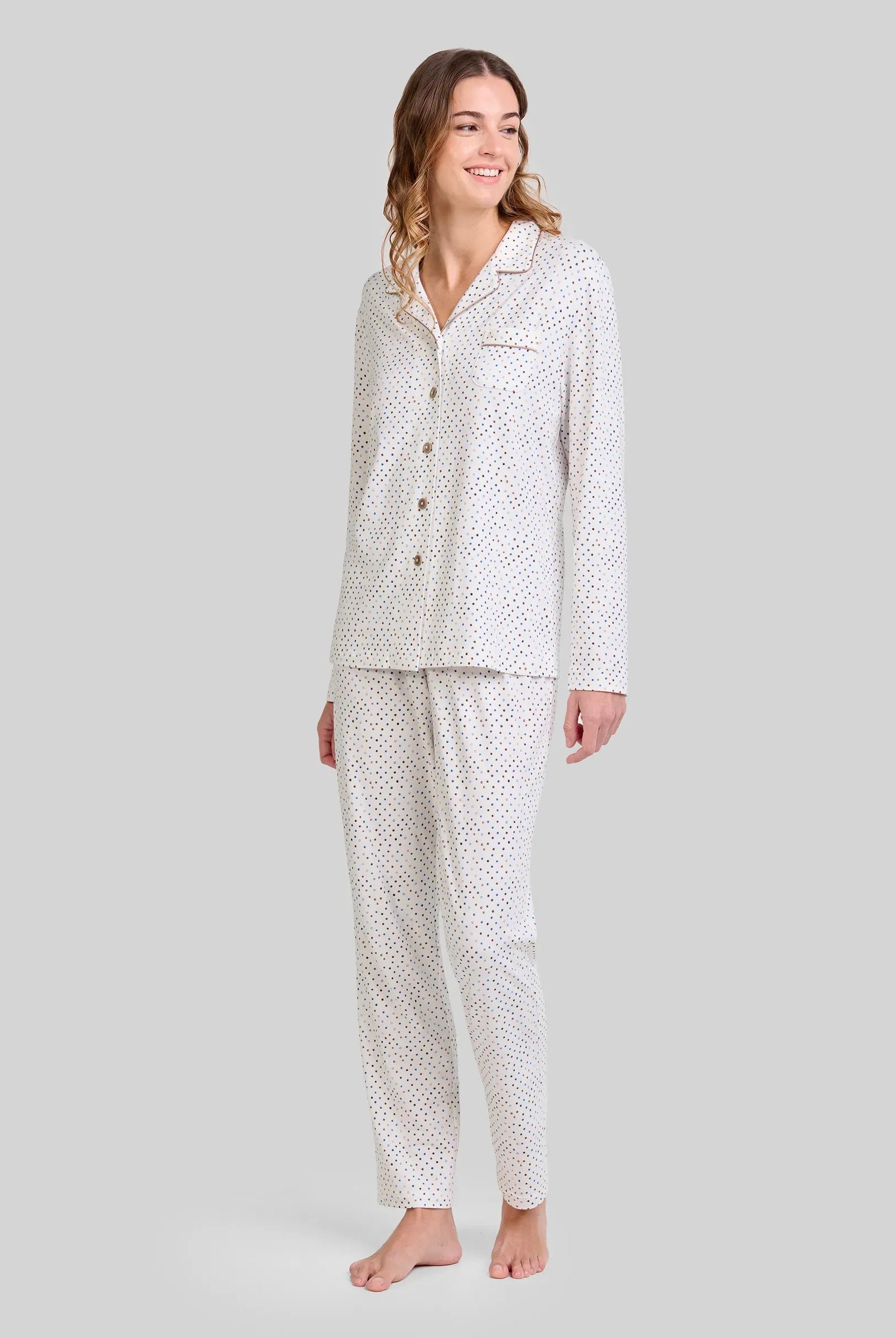 Pijama camisero mujer estampado círculos