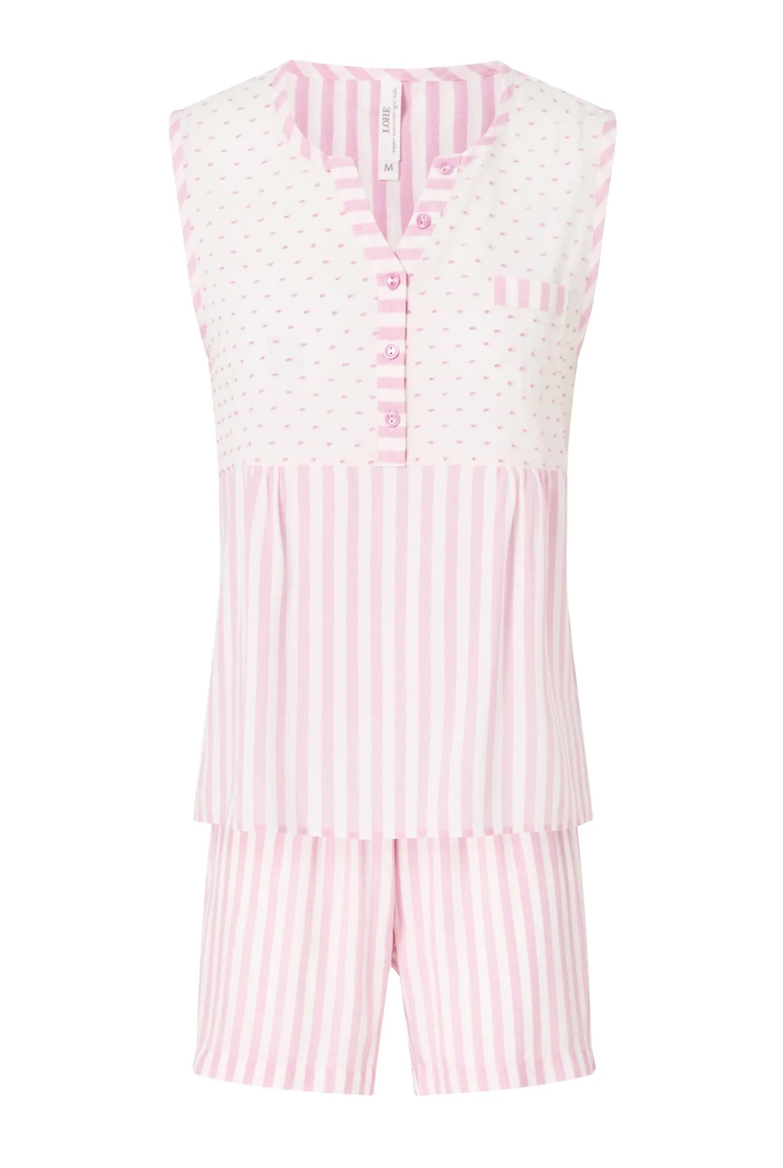 Pijama de mujer corto verano plumeti y rayas — Fucsia